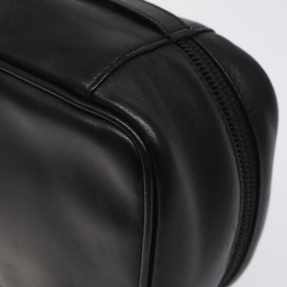 Salvatore Ferragamo Vanity Pouch Leather Black Silver Auth 125183