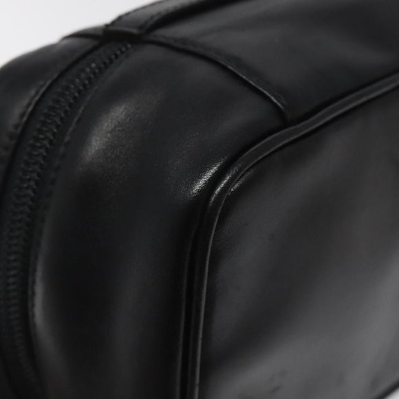 Salvatore Ferragamo Vanity Pouch Leather Black Silver Auth 125183