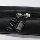 Salvatore Ferragamo Vanity Pouch Leather Black Silver Auth 125183-14
