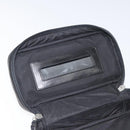 Salvatore Ferragamo Vanity Pouch Leather Black Silver Auth 125183-10