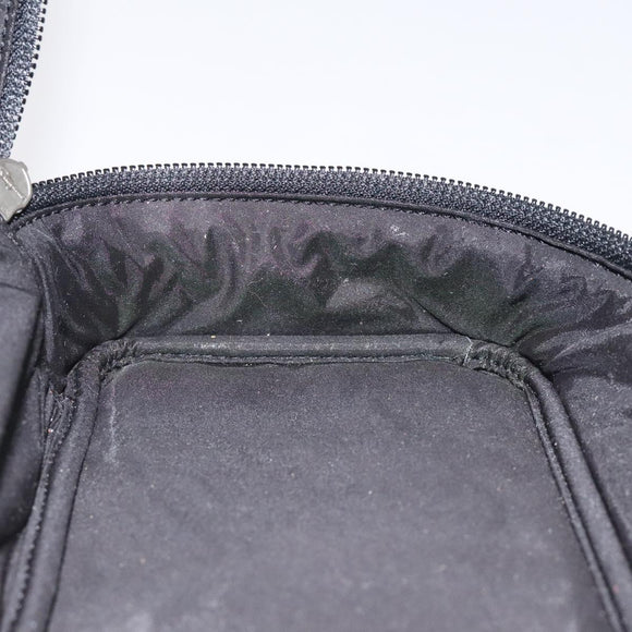 Salvatore Ferragamo Vanity Pouch Leather Black Silver Auth 125183