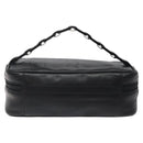 Salvatore Ferragamo Vanity Pouch Leather Black Silver Auth 125183-3