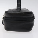 Salvatore Ferragamo Vanity Pouch Leather Black Silver Auth 125183-4