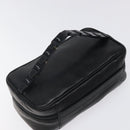 Salvatore Ferragamo Vanity Pouch Leather Black Silver Auth 125183-6