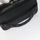 Salvatore Ferragamo Vanity Pouch Leather Black Silver Auth 125183-7