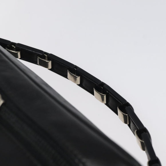 Salvatore Ferragamo Vanity Pouch Leather Black Silver Auth 125183