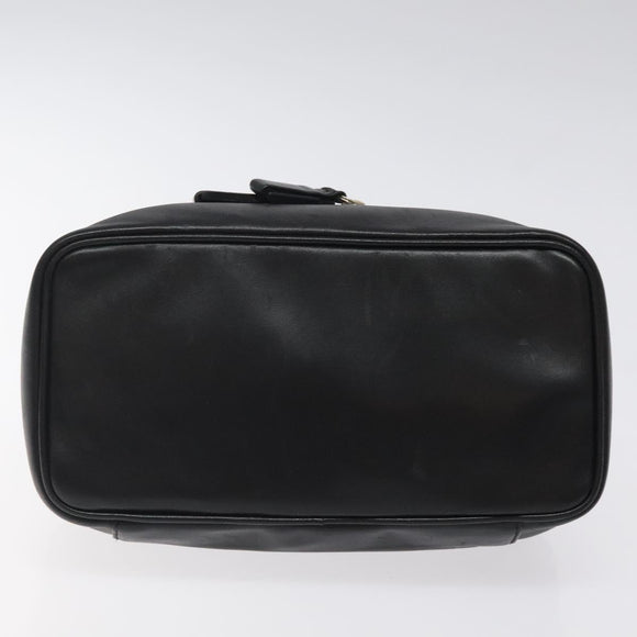 Salvatore Ferragamo Vanity Pouch Leather Black Silver Auth 125183