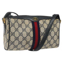 GUCCI GG Supreme Sherry Line Shoulder Bag PVC Navy Gold 89 02 018 Auth 125200-1