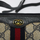GUCCI GG Supreme Sherry Line Shoulder Bag PVC Navy Gold 89 02 018 Auth 125200-17