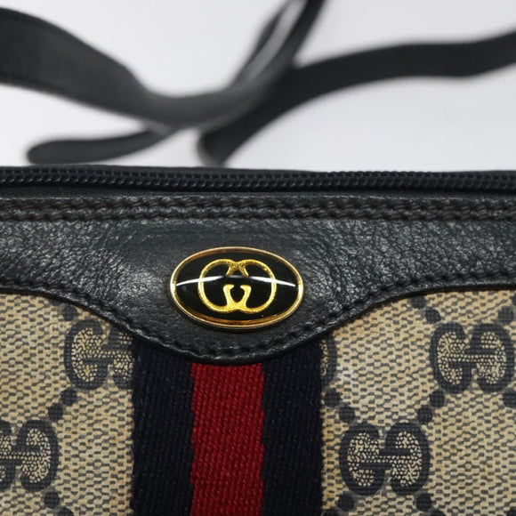 GUCCI GG Supreme Sherry Line Shoulder Bag PVC Navy Gold 89 02 018 Auth 125200