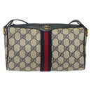 GUCCI GG Supreme Sherry Line Shoulder Bag PVC Navy Gold 89 02 018 Auth 125200-13