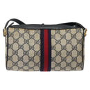 GUCCI GG Supreme Sherry Line Shoulder Bag PVC Navy Gold 89 02 018 Auth 125200-2