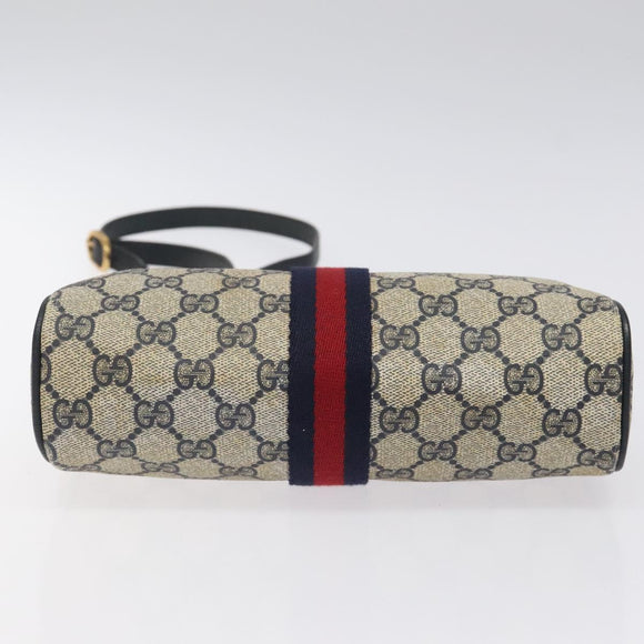 GUCCI GG Supreme Sherry Line Shoulder Bag PVC Navy Gold 89 02 018 Auth 125200