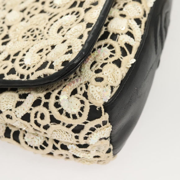 CHANEL Shoulder Bag Lamb Skin White CC Auth 125205