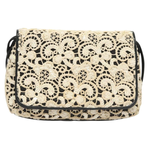 CHANEL Shoulder Bag Lamb Skin White CC Auth 125205