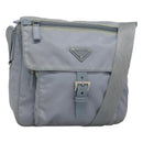 PRADA Shoulder Bag Nylon Light Blue Silver Auth 125209-1