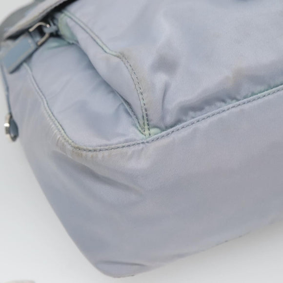 PRADA Shoulder Bag Nylon Light Blue Silver Auth 125209