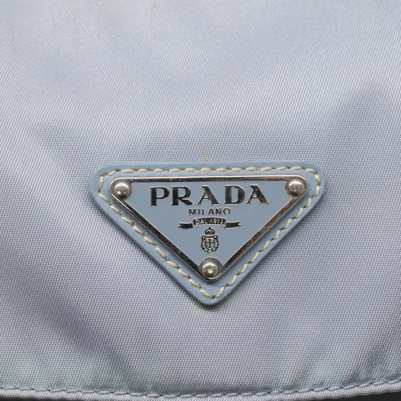 PRADA Shoulder Bag Nylon Light Blue Silver Auth 125209
