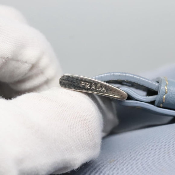 PRADA Shoulder Bag Nylon Light Blue Silver Auth 125209