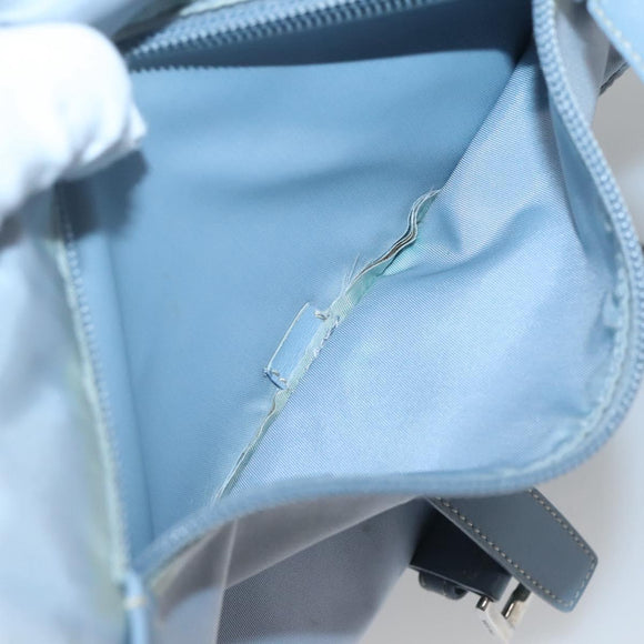 PRADA Shoulder Bag Nylon Light Blue Silver Auth 125209