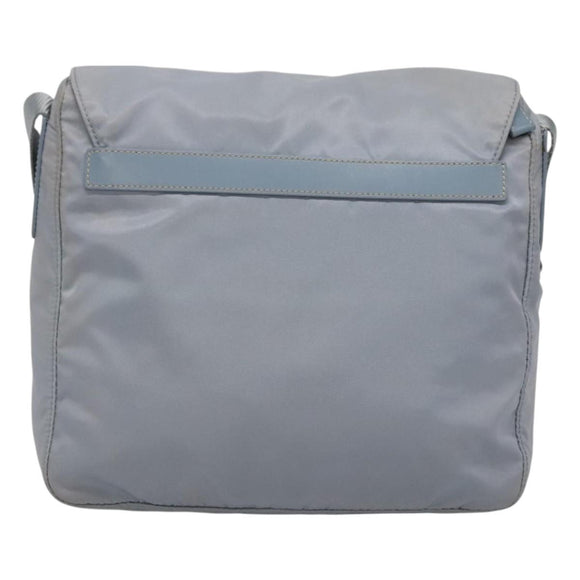 PRADA Shoulder Bag Nylon Light Blue Silver Auth 125209