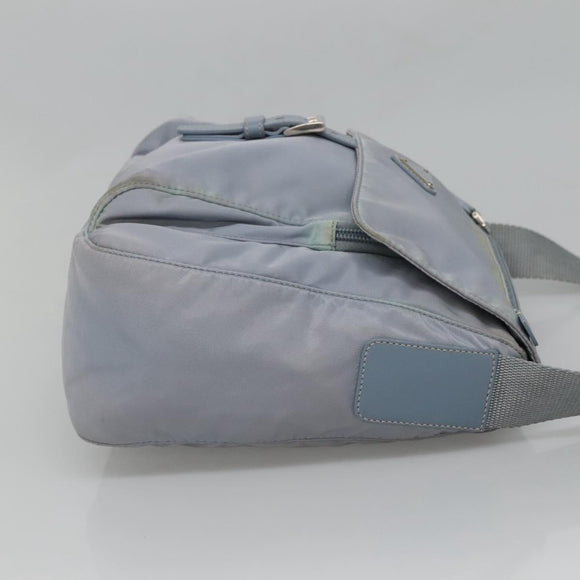 PRADA Shoulder Bag Nylon Light Blue Silver Auth 125209