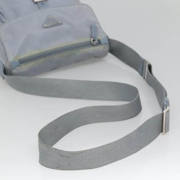 PRADA Shoulder Bag Nylon Light Blue Silver Auth 125209
