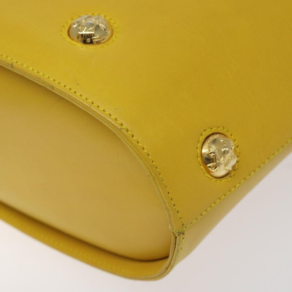 Salvatore Ferragamo Shoulder Bag Leather Yellow Gold Auth 125240