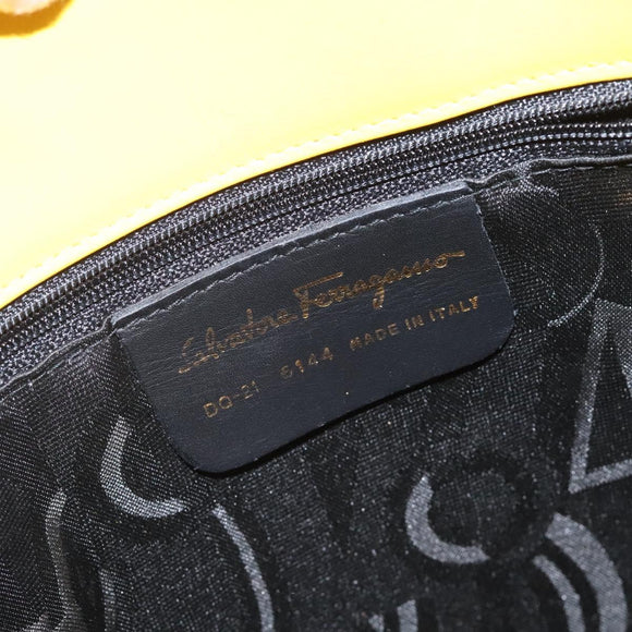 Salvatore Ferragamo Shoulder Bag Leather Yellow Gold Auth 125240