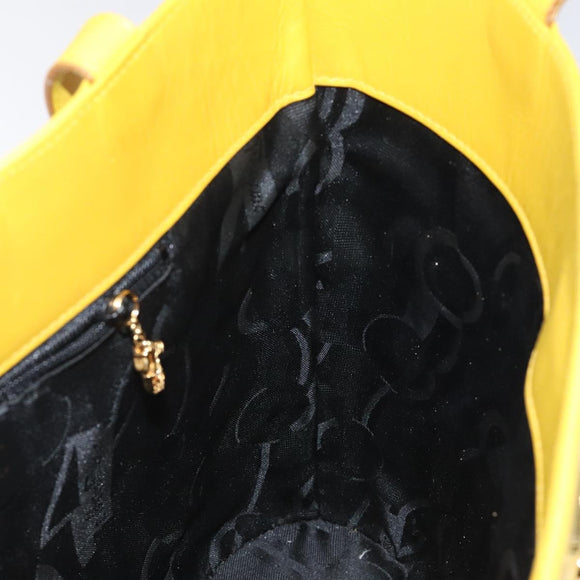 Salvatore Ferragamo Shoulder Bag Leather Yellow Gold Auth 125240