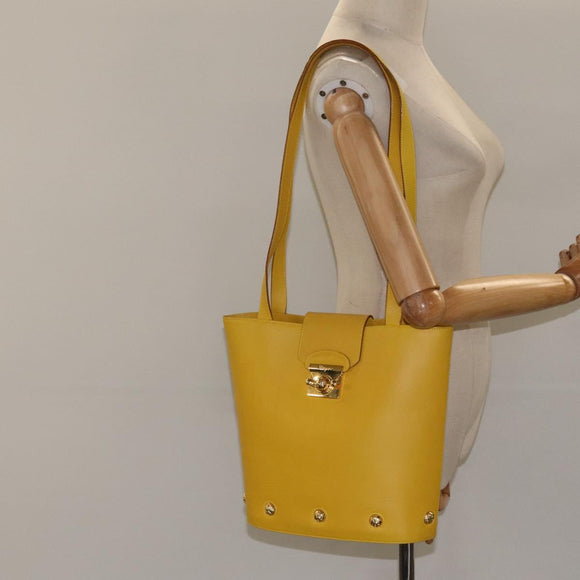 Salvatore Ferragamo Shoulder Bag Leather Yellow Gold Auth 125240