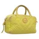 VERSACE Hand Bag Leather Green Gold Auth 125242-1