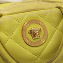 VERSACE Hand Bag Leather Green Gold Auth 125242-17