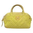 VERSACE Hand Bag Leather Green Gold Auth 125242-13
