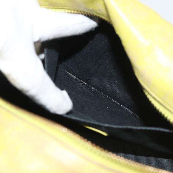 VERSACE Hand Bag Leather Green Gold Auth 125242