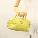 VERSACE Hand Bag Leather Green Gold Auth 125242-23