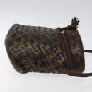 BOTTEGA VENETA INTRECCIATO Shoulder Bag Leather Brown Gold Auth 125244-3