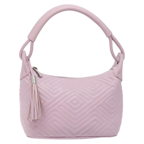 BALLY Shoulder Bag Leather Purple Silver Auth 125246