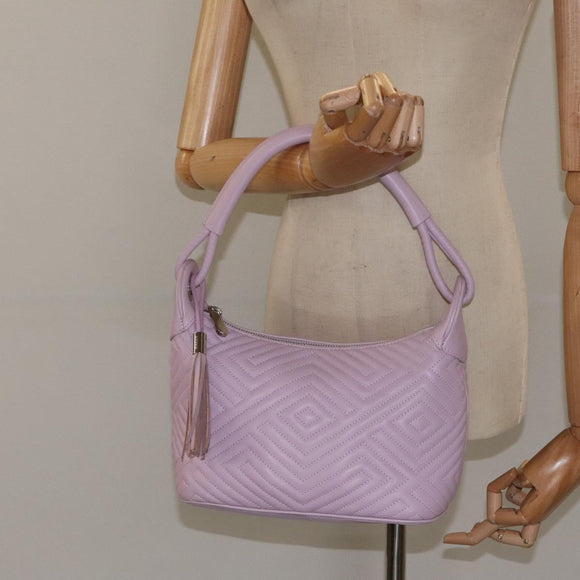 BALLY Shoulder Bag Leather Purple Silver Auth 125246