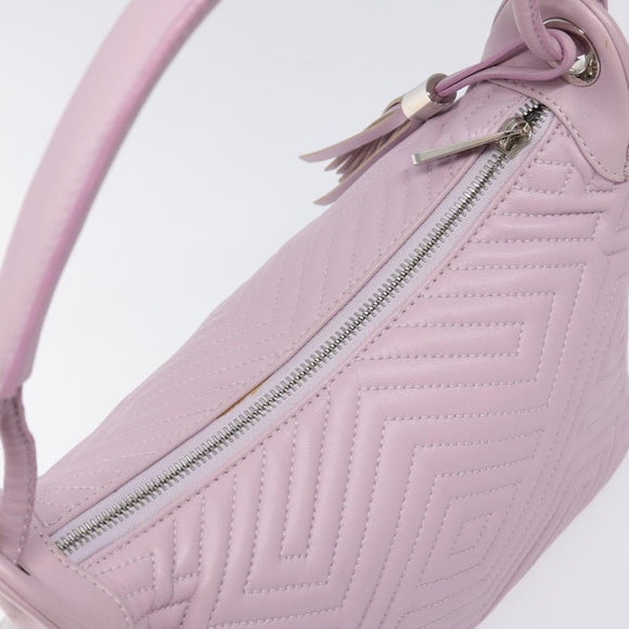 BALLY Shoulder Bag Leather Purple Silver Auth 125246