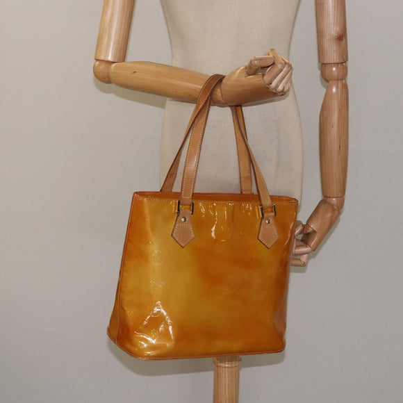 LOUIS VUITTON Monogram Vernis Houston Hand Bag Beige M91004 LV Auth 125261