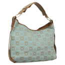 Salvatore Ferragamo Gancini Shoulder Bag Canvas Light Blue Gold Auth 125278-1