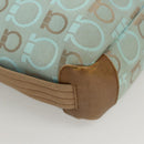 Salvatore Ferragamo Gancini Shoulder Bag Canvas Light Blue Gold Auth 125278-10