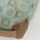 Salvatore Ferragamo Gancini Shoulder Bag Canvas Light Blue Gold Auth 125278-12