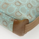 Salvatore Ferragamo Gancini Shoulder Bag Canvas Light Blue Gold Auth 125278-13
