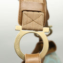 Salvatore Ferragamo Gancini Shoulder Bag Canvas Light Blue Gold Auth 125278-14