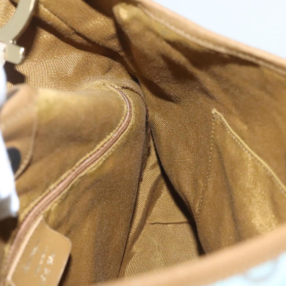 Salvatore Ferragamo Gancini Shoulder Bag Canvas Light Blue Gold Auth 125278