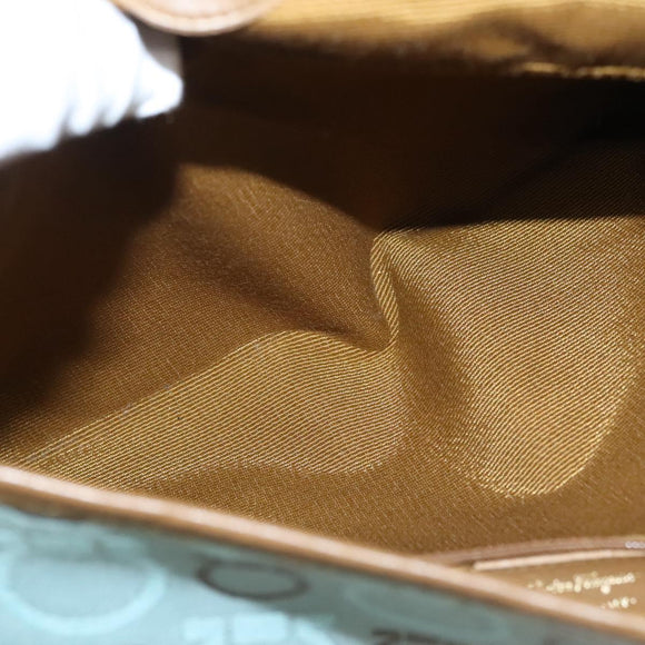 Salvatore Ferragamo Gancini Shoulder Bag Canvas Light Blue Gold Auth 125278