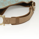 Salvatore Ferragamo Gancini Shoulder Bag Canvas Light Blue Gold Auth 125278-7
