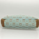 Salvatore Ferragamo Gancini Shoulder Bag Canvas Light Blue Gold Auth 125278-9